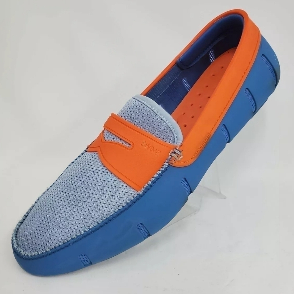 SWIMS Orange Blue Penny Loafers Size 7